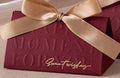 Wedding candy box-1 large wine red-with ribbon