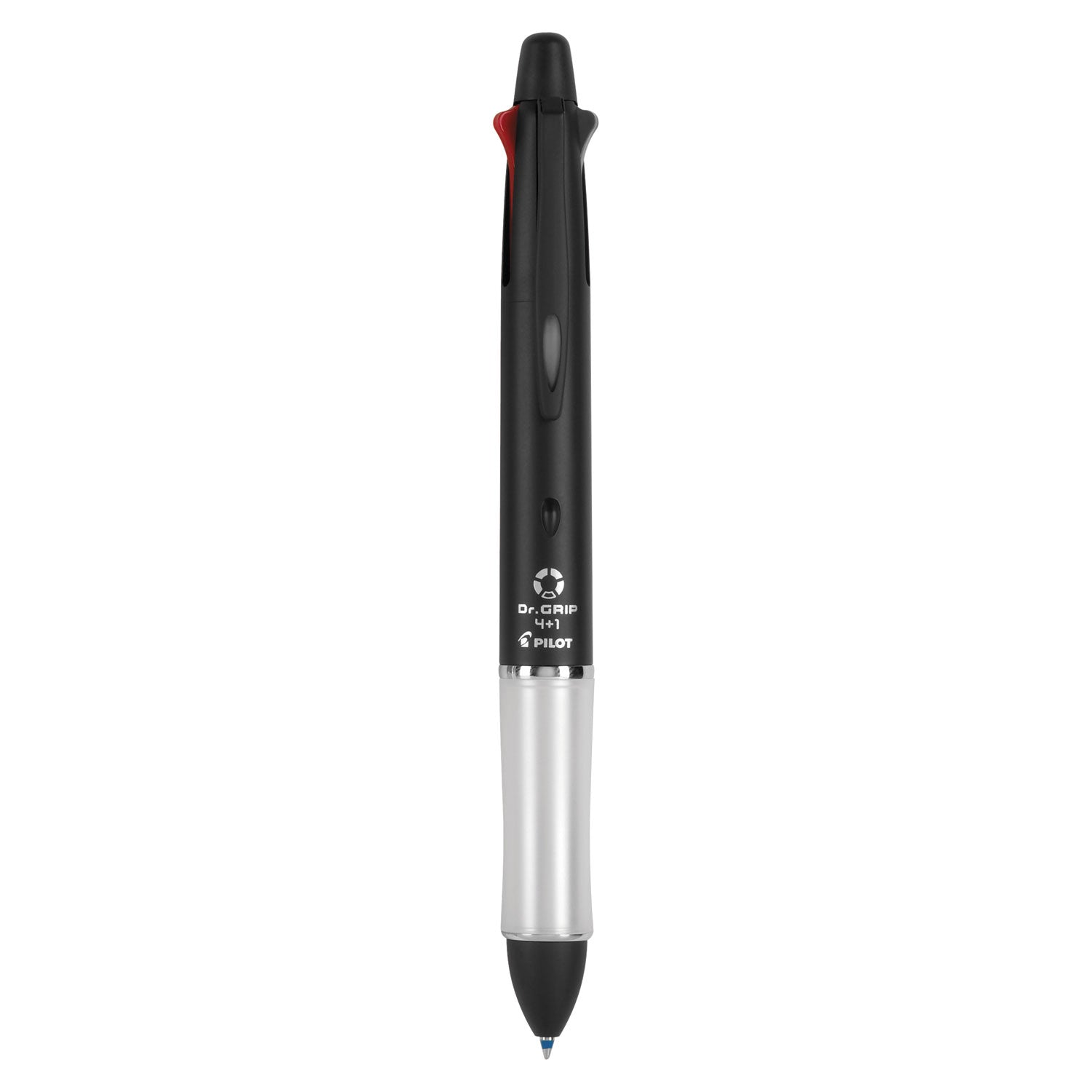 Pilot Dr. Grip 4 + 1 Multi-Color Ballpoint Pen/Pencil, Retractable, 0.7 mm Pen/0.5mm Pencil, Black/Blue/Green/Red Ink, Black Barrel