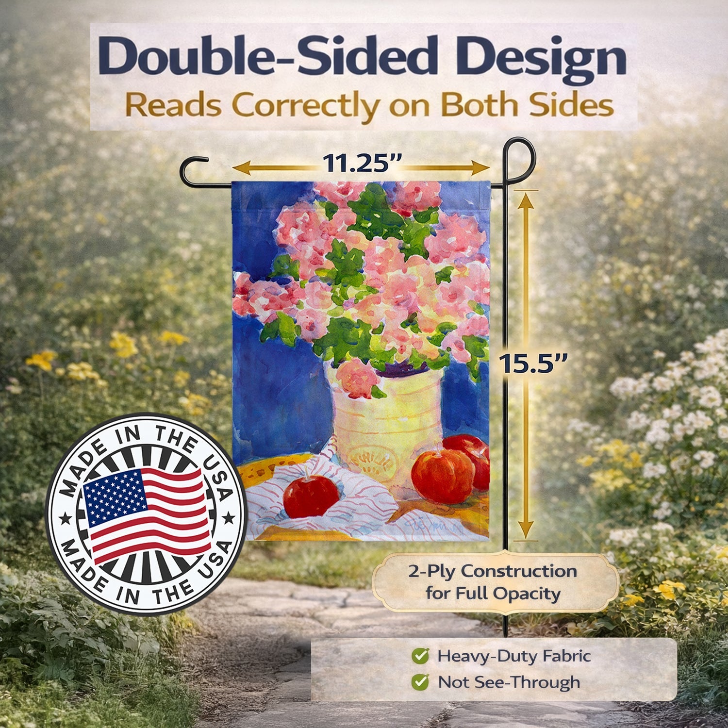 Pink Bouquet of Flowers Garden Flag Mailbox Decorative Yard Banner Outside Patio Artwork for Flower Beds, Garden Size, Multicolor