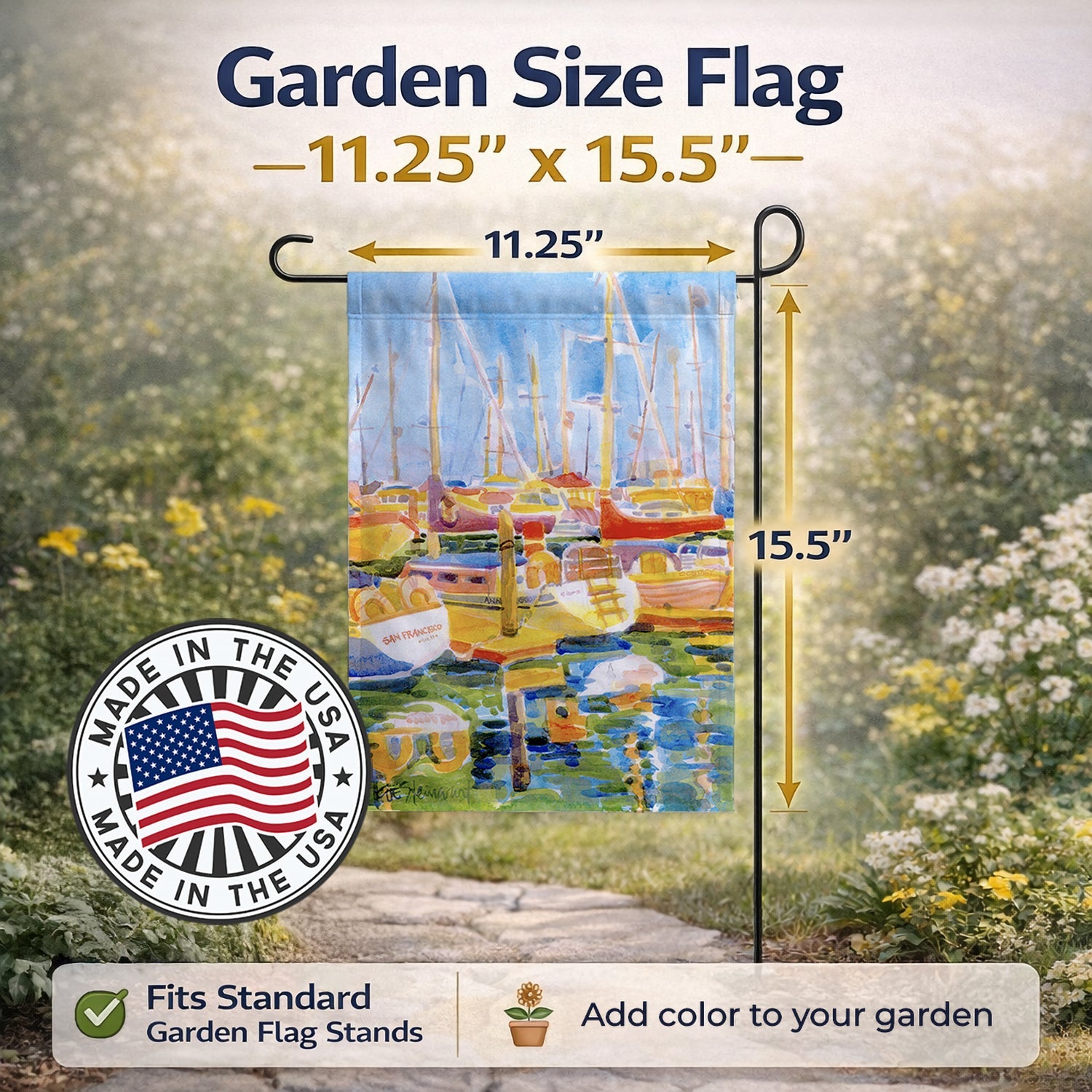 Boats at the Harbour Garden Flag Mailbox Decorative Yard Banner Outside Patio Artwork for Flower Beds, Garden Size, Multicolor