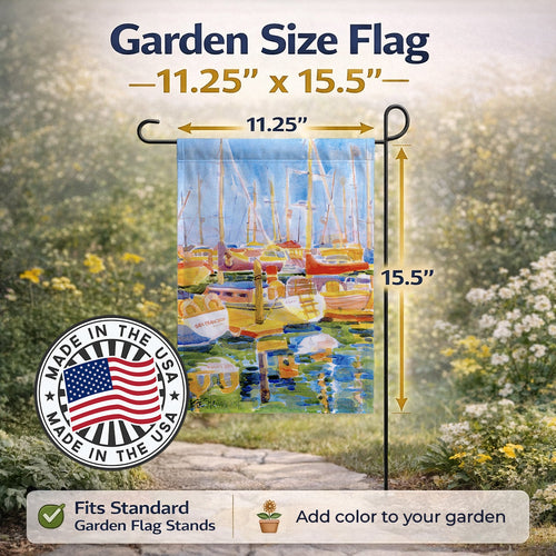 Boats at the Harbour Garden Flag Mailbox Decorative Yard Banner Outside Patio Artwork for Flower Beds, Garden Size, Multicolor