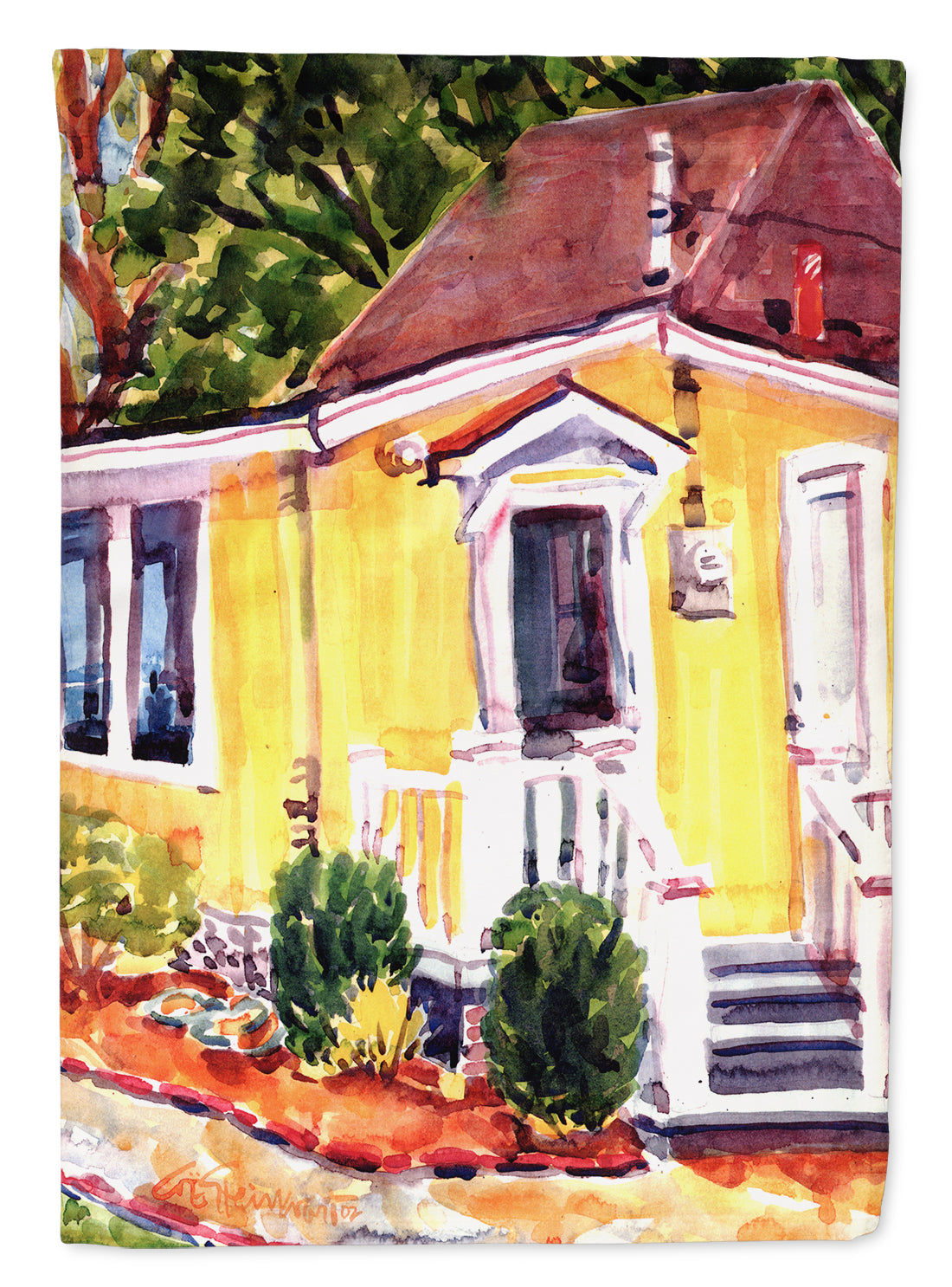 Yellow Cottage at the Beach Garden Flag Mailbox Decorative Yard Banner Outside Patio Artwork for Flower Beds, Garden Size, Multicolor