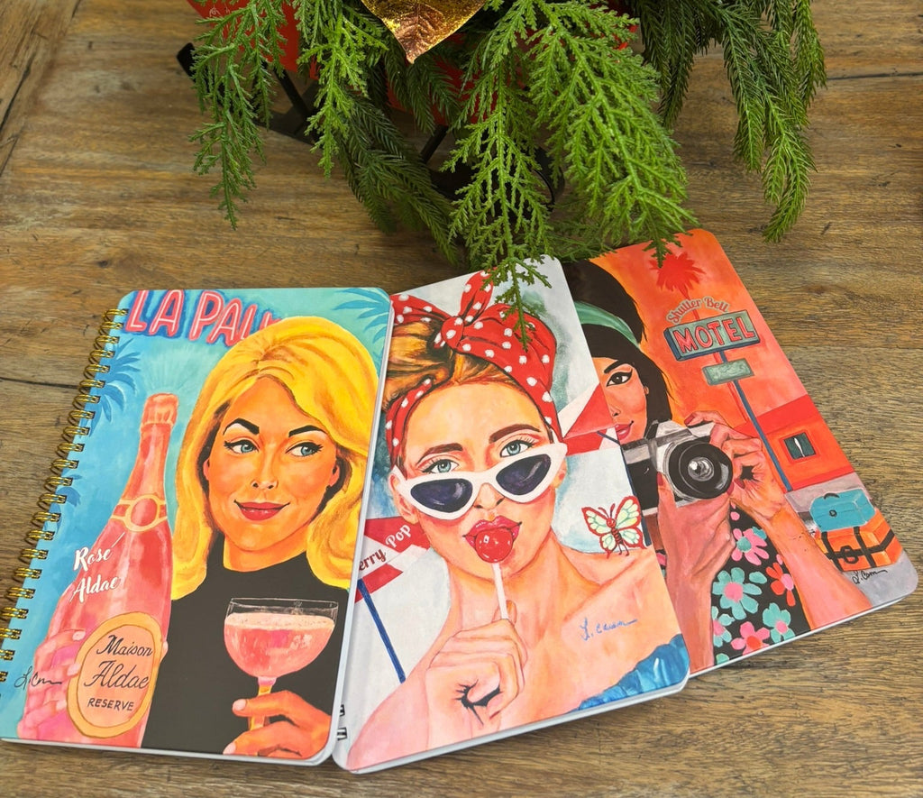 Cherry Pop Lined Hardcover Journal for Women -  Retro Style Colorful Notebook