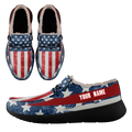 Personalized USA Flag Sneakers, Custom Stars and Stripes Loafer Shoes, Fur Lining Shoe, Pride in Comfort,FN042-24020304-4b