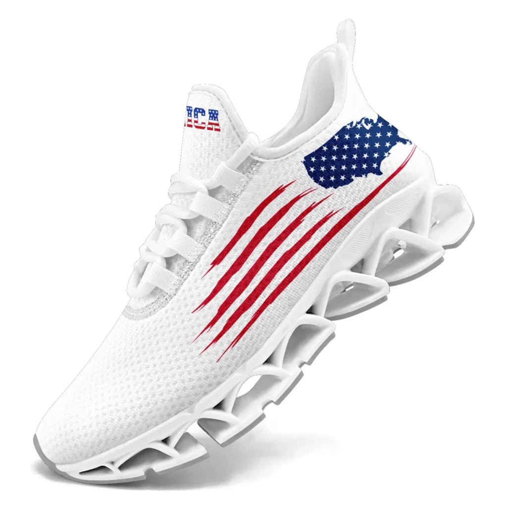Personalized America Flag Sneakers, Custom Breathable Patriotic Shoes, Unisex Lace Up Shoes FN003XD-25028041