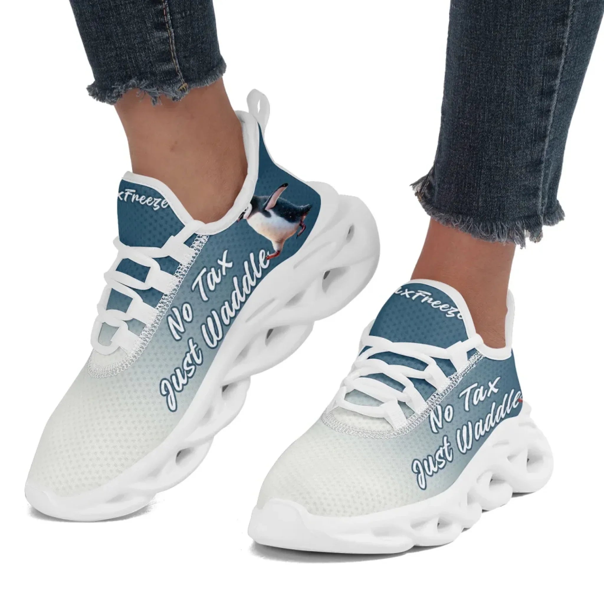Personalized Tax Penguin Sneakers, Custom Tax Freeze Shoes, Breathable Unisex Shoes