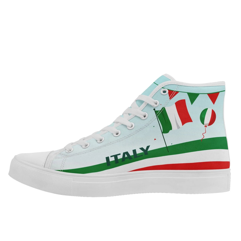 Personalized Italian Heritage High Tops Sneakers, Custom  Stylish & Breathable Patriotic Shoes, Canvas Streetwear