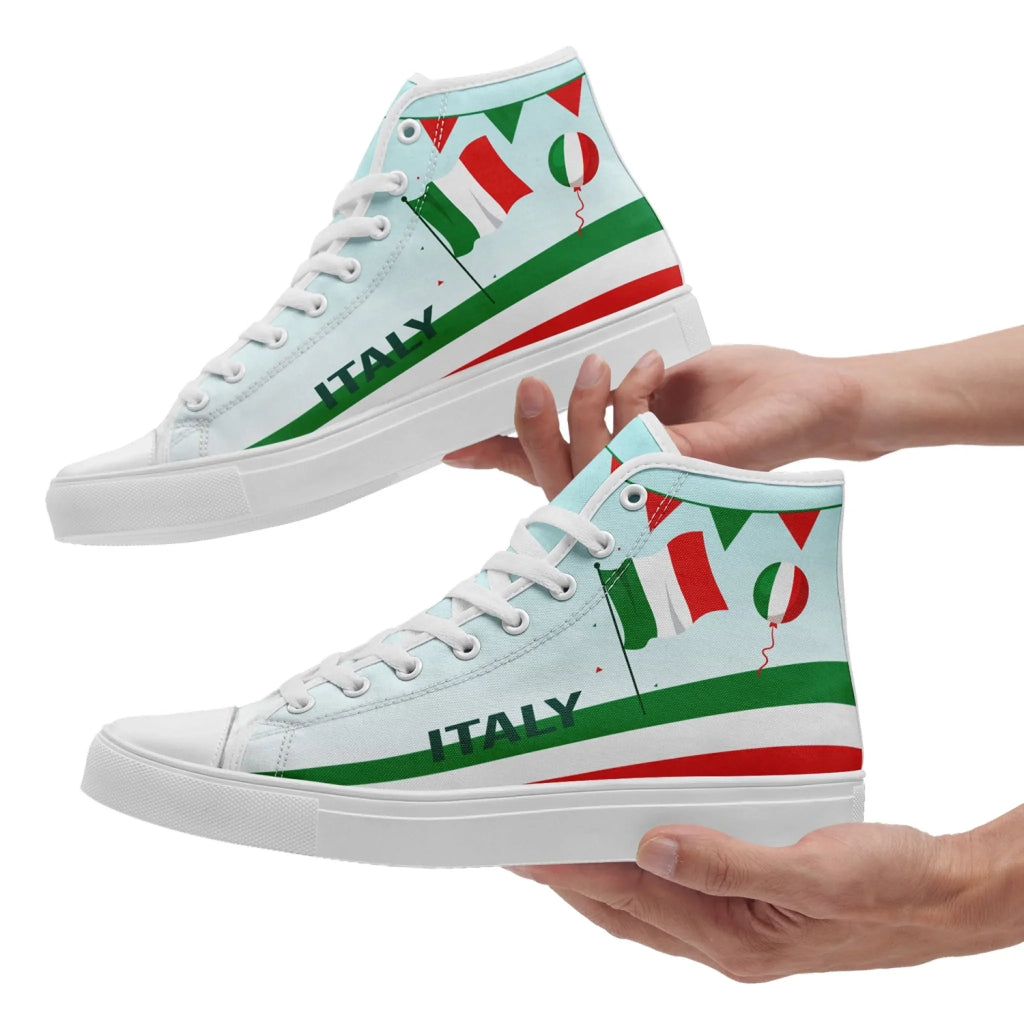 Personalized Italian Heritage High Tops Sneakers, Custom  Stylish & Breathable Patriotic Shoes, Canvas Streetwear