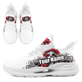Personalized Flag with Skull Print Sneakers, Custom Breathable and Comfortable Lace Up Shoes