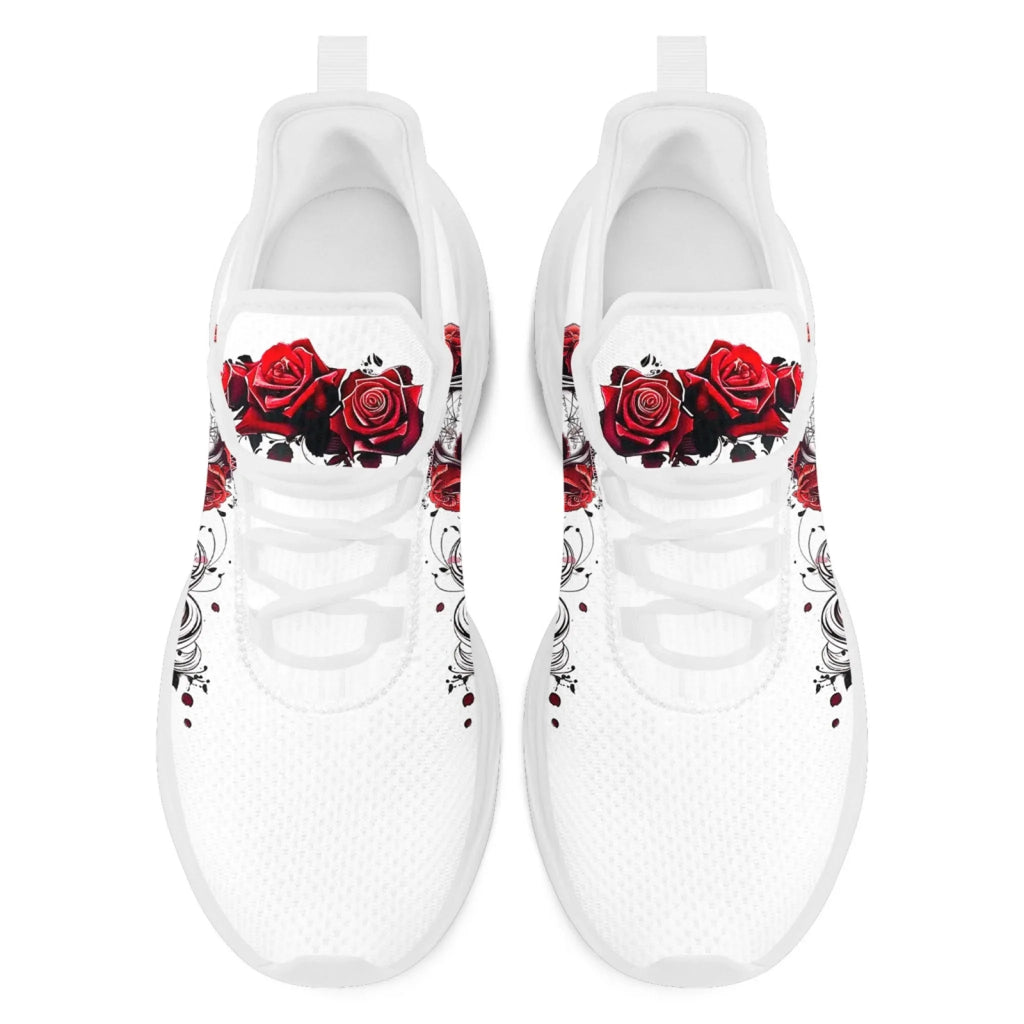 Personalized Flag with Skull Print Sneakers, Custom Breathable and Comfortable Lace Up Shoes