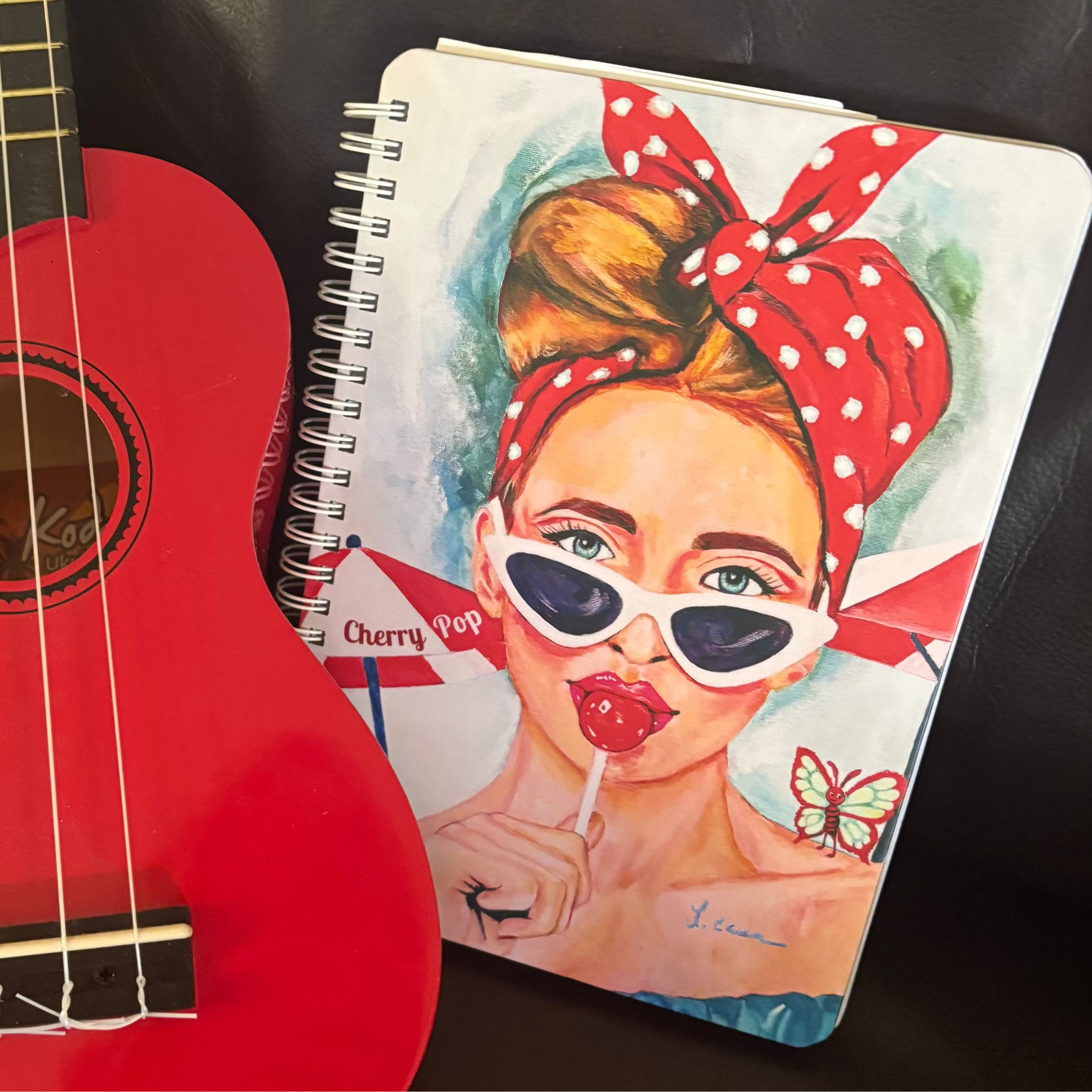 Cherry Pop Lined Hardcover Journal for Women -  Retro Style Colorful Notebook