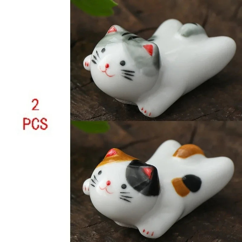 2pcs/Set Chopsticks Pillow Chopstick Rest Home Decoration New Korean Cat Chopsticks Forks Holder Chopsticks Holder Spoon Holder