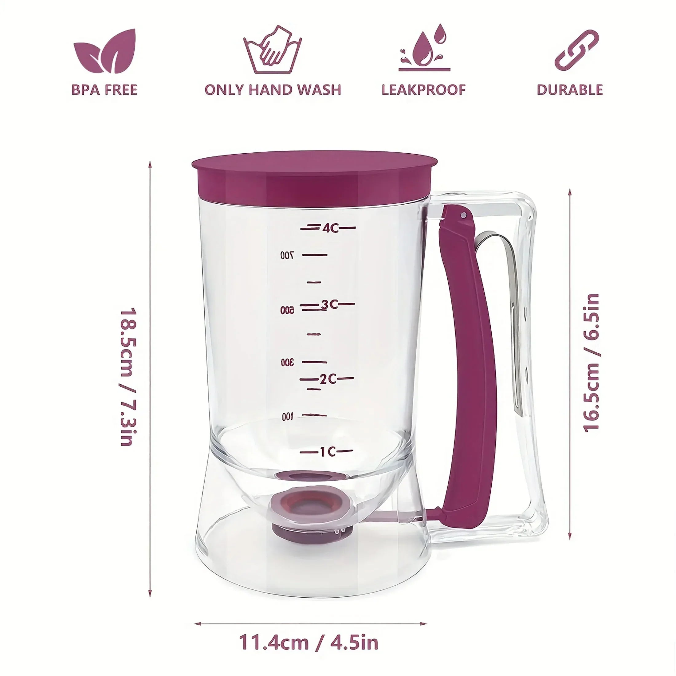 1 Pc Pancake Cupcake Batter Dispenser, Collapsible Batter for Cupcakes, Waffles, Muffin Mixes or Any Baked Goods