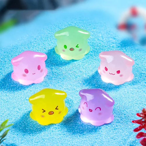 6-20Pcs Miniatures Figurines Lovely Cartoon Luminous Octopus Landscape Ornaments Home Decorations Room Decor Accessories Gifts