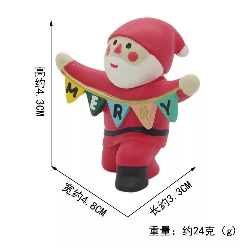 Zakka Figures Christma Janpese Creative Exquisite Matte Christmas Resin Small Decoration Swan Puff Ukulele Sled Sofa Reindeer