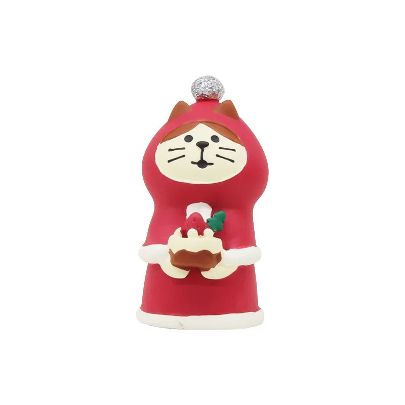 Zakka Figures Christma Janpese Creative Exquisite Matte Christmas Resin Small Decoration Swan Puff Ukulele Sled Sofa Reindeer
