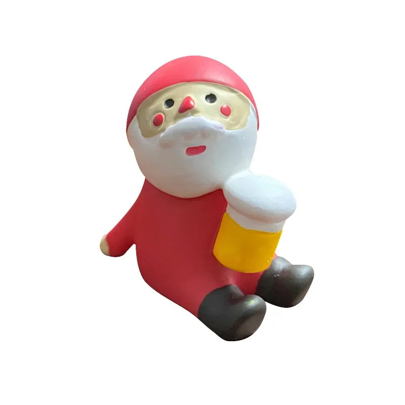 Zakka Figures Christma Janpese Creative Exquisite Matte Christmas Resin Small Decoration Swan Puff Ukulele Sled Sofa Reindeer