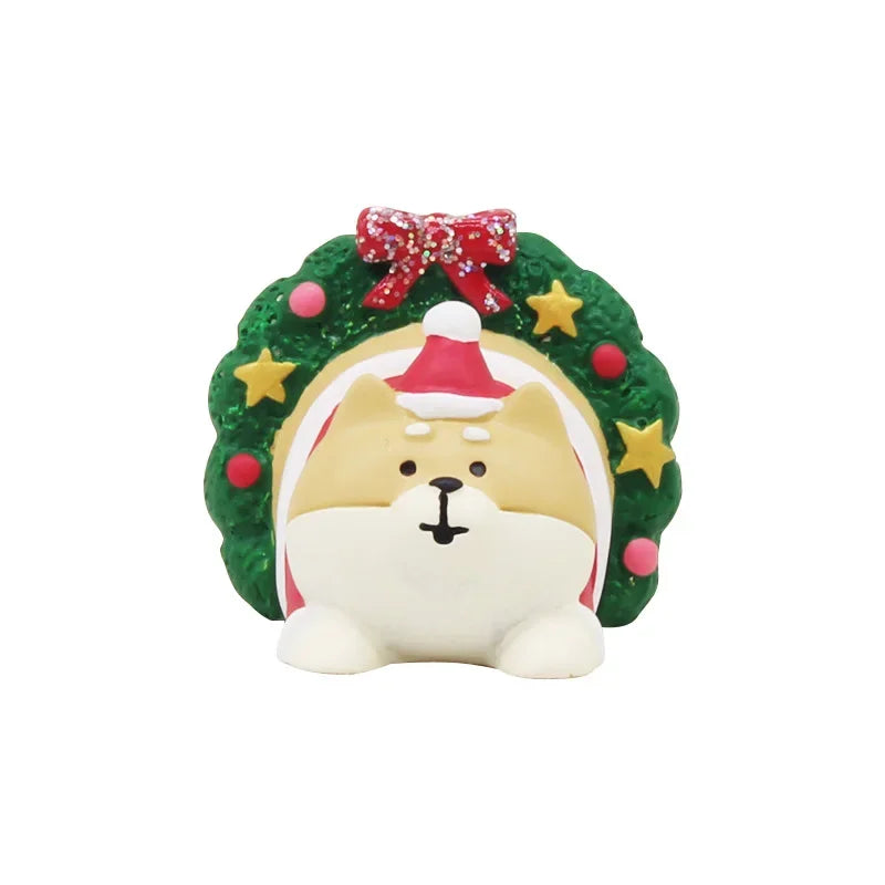 Zakka Figures Christma Janpese Creative Exquisite Matte Christmas Resin Small Decoration Swan Puff Ukulele Sled Sofa Reindeer
