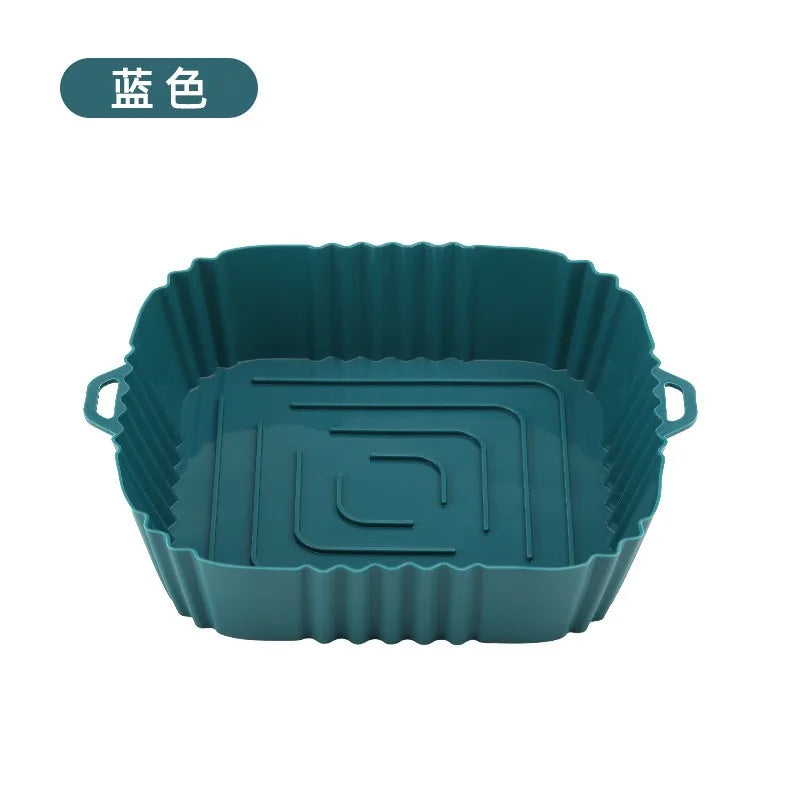 1PC Air Fryer Oven Baking Tray Silicone Tray Fried Chicken Pizza Mat Oilless Silicone Pan Air Fryer Accessories