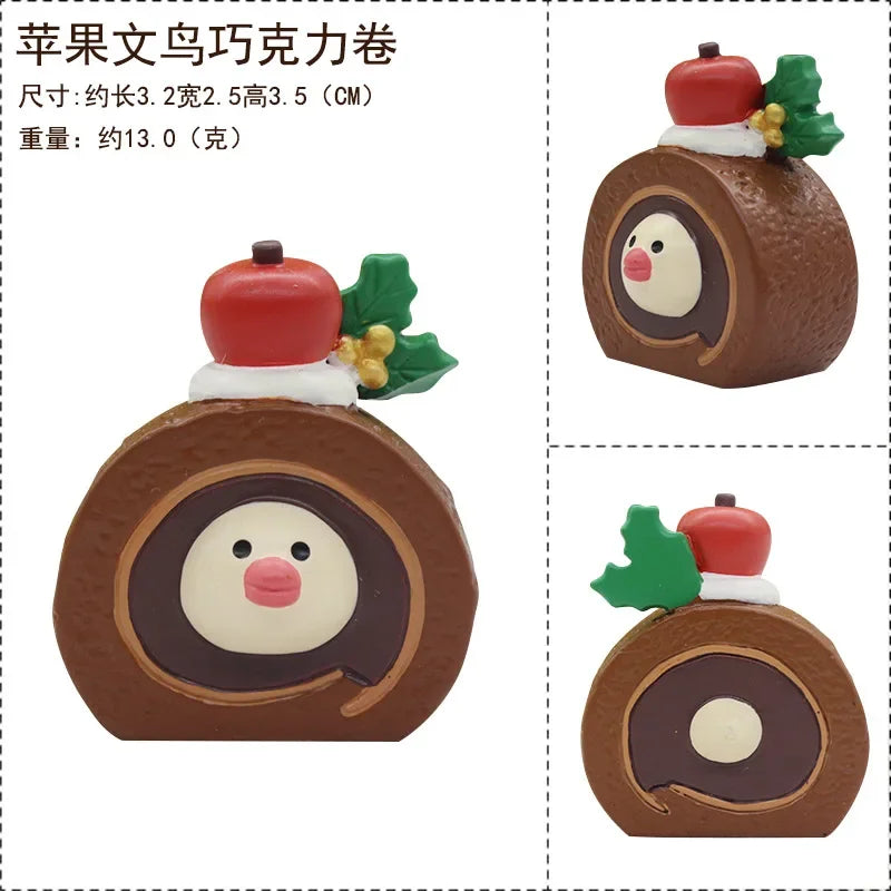 Zakka Figures Christma Janpese Creative Exquisite Matte Christmas Resin Small Decoration Swan Puff Ukulele Sled Sofa Reindeer