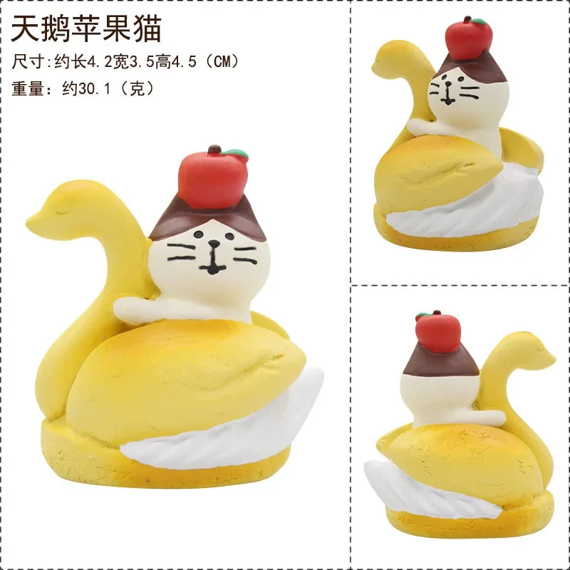 Zakka Figures Christma Janpese Creative Exquisite Matte Christmas Resin Small Decoration Swan Puff Ukulele Sled Sofa Reindeer