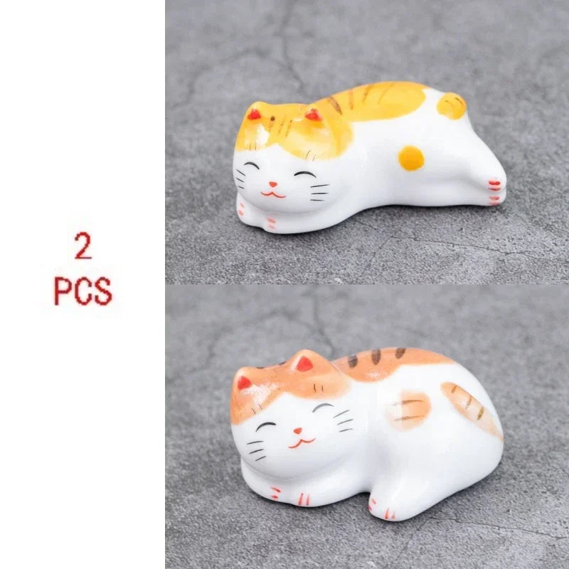 2pcs/Set Chopsticks Pillow Chopstick Rest Home Decoration New Korean Cat Chopsticks Forks Holder Chopsticks Holder Spoon Holder