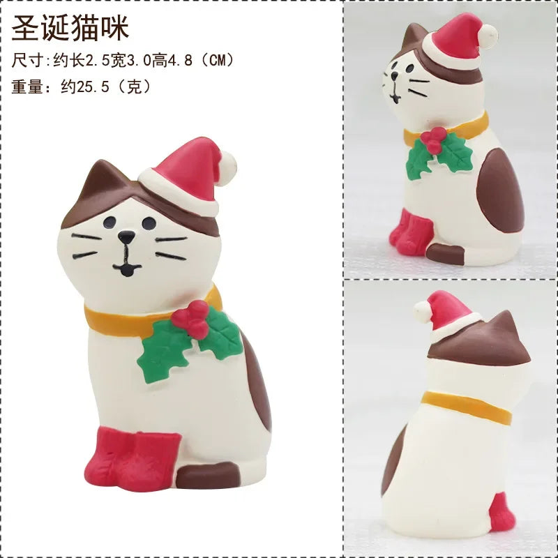 Zakka Figures Christma Janpese Creative Exquisite Matte Christmas Resin Small Decoration Swan Puff Ukulele Sled Sofa Reindeer