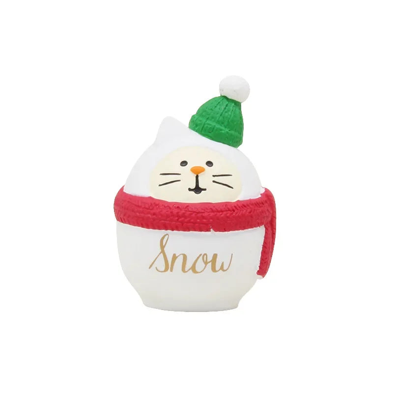 Zakka Figures Christma Janpese Creative Exquisite Matte Christmas Resin Small Decoration Swan Puff Ukulele Sled Sofa Reindeer