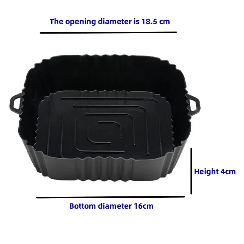 1PC Air Fryer Oven Baking Tray Silicone Tray Fried Chicken Pizza Mat Oilless Silicone Pan Air Fryer Accessories