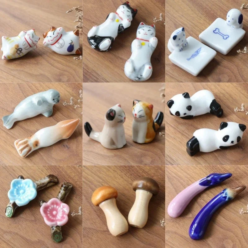 2pcs/Set Chopsticks Pillow Chopstick Rest Home Decoration New Korean Cat Chopsticks Forks Holder Chopsticks Holder Spoon Holder