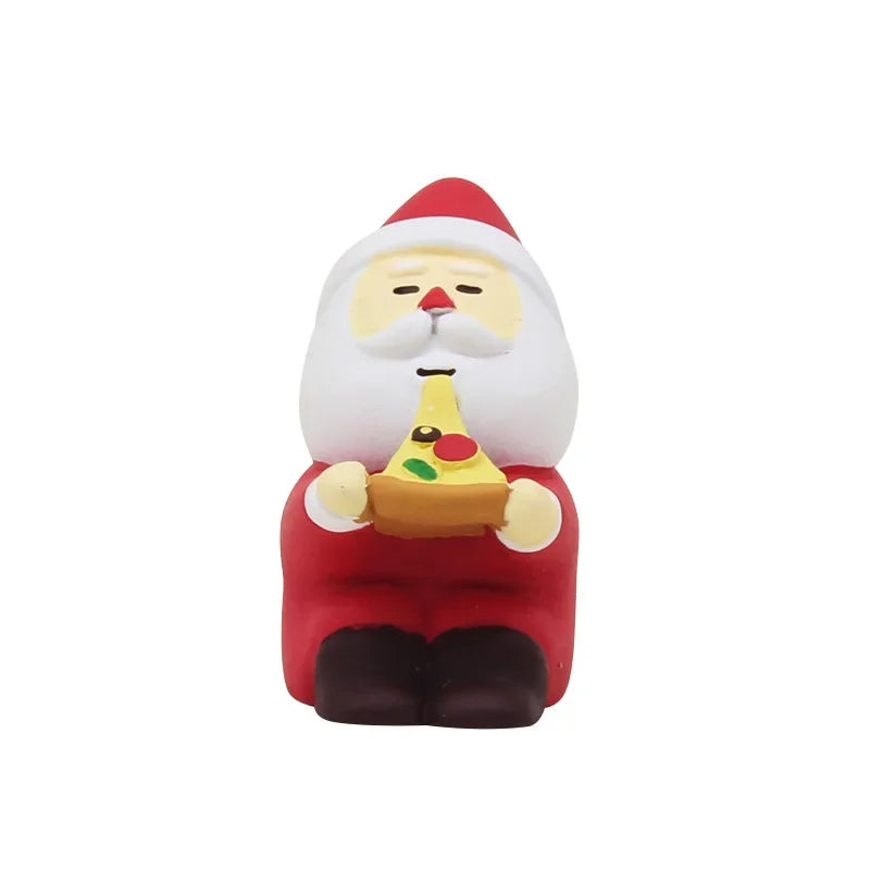 Zakka Figures Christma Janpese Creative Exquisite Matte Christmas Resin Small Decoration Swan Puff Ukulele Sled Sofa Reindeer