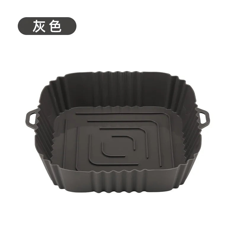 1PC Air Fryer Oven Baking Tray Silicone Tray Fried Chicken Pizza Mat Oilless Silicone Pan Air Fryer Accessories