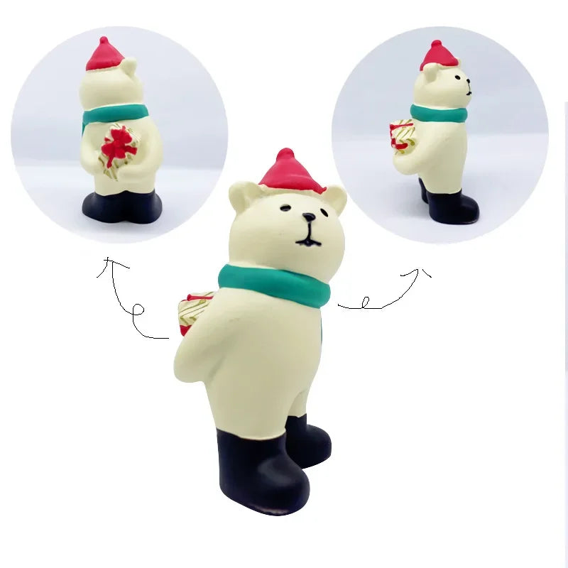 Zakka Figures Christma Janpese Creative Exquisite Matte Christmas Resin Small Decoration Swan Puff Ukulele Sled Sofa Reindeer