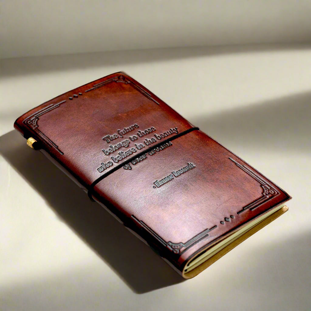 Quote Traveler's Notebook | Handmade Leather Journal with Debossed Quotes