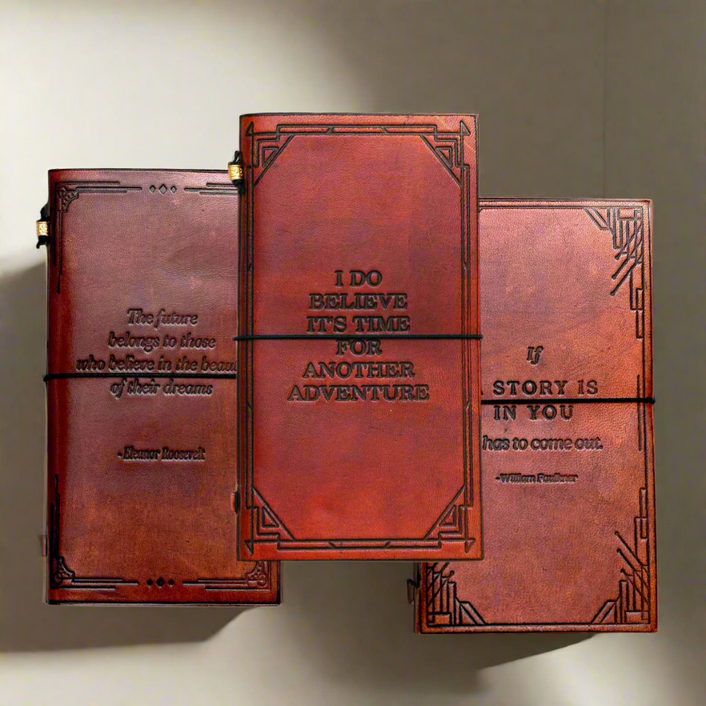 Quote Traveler's Notebook | Handmade Leather Journal with Debossed Quotes
