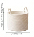 Woven Storage Basket-White Small-with Handle-1 Pack