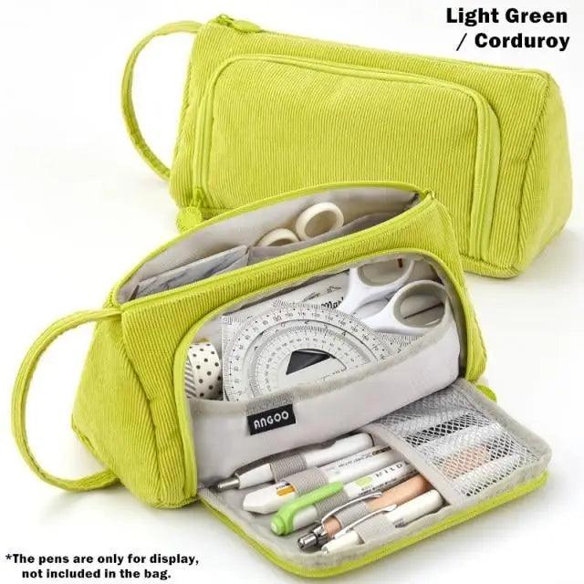 Vintage Multi Slot Pen Bag Big Storage Pouch Organizer For Stationery Retro Design Cosmetic Travel Portable Pouch Classic Pencil Case
