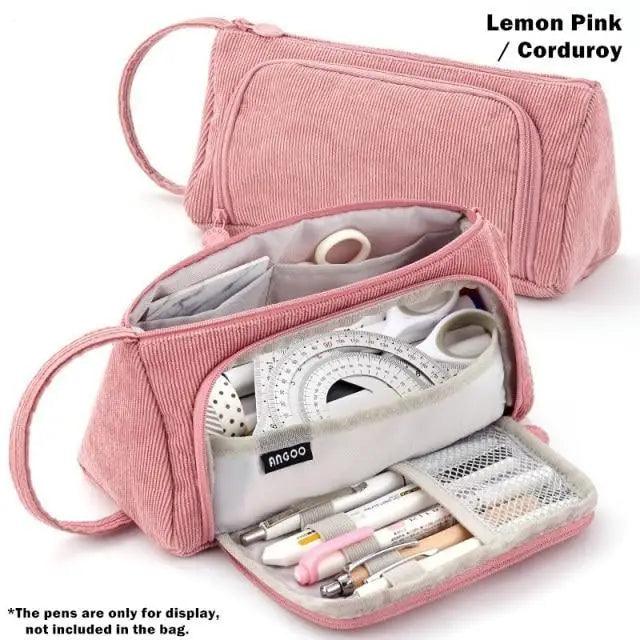 Vintage Multi Slot Pen Bag Big Storage Pouch Organizer For Stationery Retro Design Cosmetic Travel Portable Pouch Classic Pencil Case