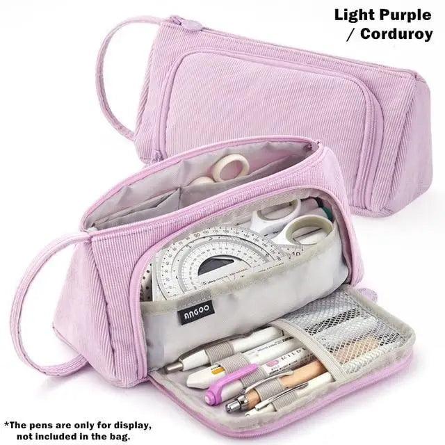 Vintage Multi Slot Pen Bag Big Storage Pouch Organizer For Stationery Retro Design Cosmetic Travel Portable Pouch Classic Pencil Case