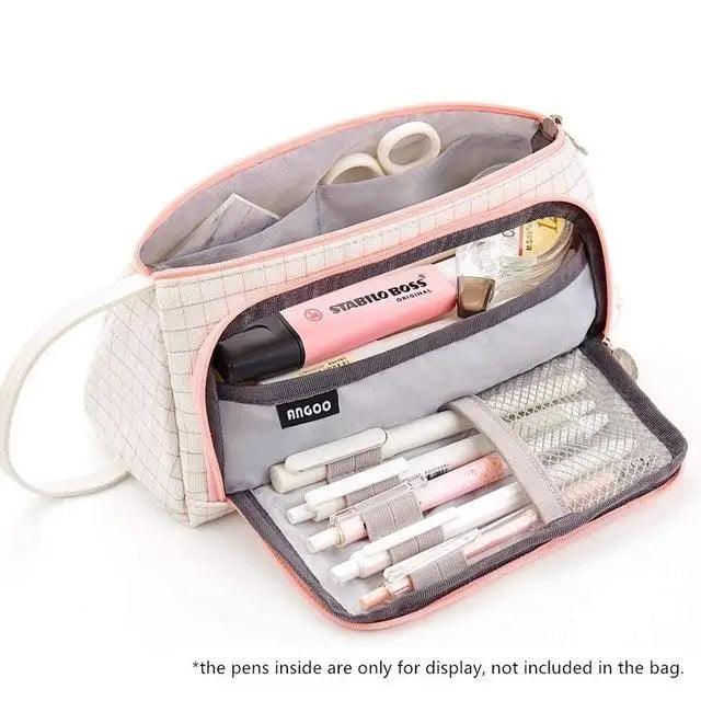 Vintage Multi Slot Pen Bag Big Storage Pouch Organizer For Stationery Retro Design Cosmetic Travel Portable Pouch Classic Pencil Case